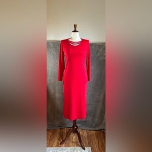 Red Sheath Long Sleeve Cocktail Dress